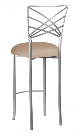 Silver Fanfare Barstool with Cappuccino Stretch Knit Cushion (1)