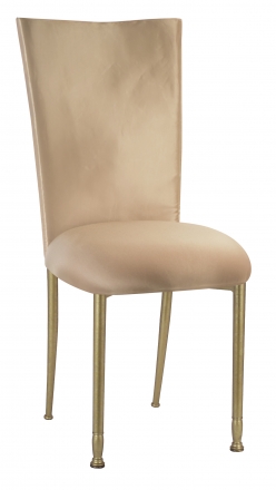 Champagne Deore Chair Cover with Buttercream Cushion on Gold Legs (2)