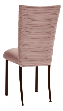 Chloe Blush Stretch Knit Chair Cover and Cushion on Brown Legs (1)