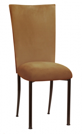 Camel Suede Chair Cover and Cushion on Brown Legs (2)