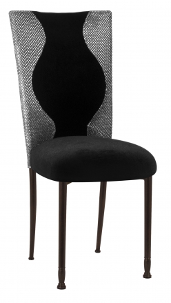 Hour Glass Sequin Chair Cover with Black Velvet on Mahogany Legs (2)