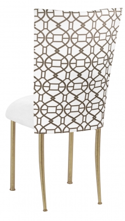 Smoke Kaleidoscope Chair Cover with White Suede Cushion on Gold Legs (1)