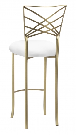 Gold Fanfare Barstool with White Knit Cushion (1)