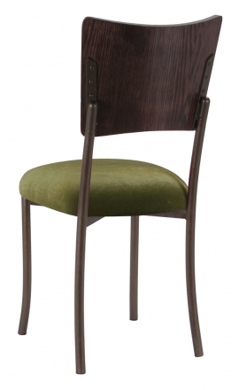 Wood Back Top with Olive Velvet Cushion on Brown Legs (1)