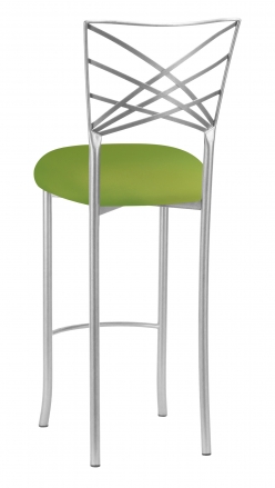 Silver Fanfare Barstool with Lime Stretch Knit Cushion (1)