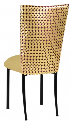 Dragon Eyes Chair Cover and Gold Knit Cushion on Black Legs (1)