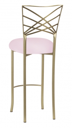 Gold Fanfare Barstool with Soft Pink Knit Cushion (1)
