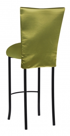 Lime Satin 3/4 Length Barstool Cover and Cushion on Black Legs (1)