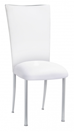 White Suede Chair Cover and Cushion on Silver Legs (2)