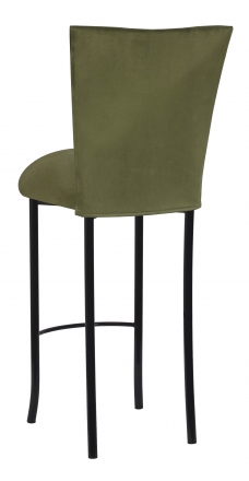 Sage Suede Barstool Cover and Cushion on Black Legs (1)