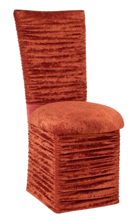Chloe Paprika Crushed Velvet Chair Cover with Jewel Belt, Cushion and Skirt (2)