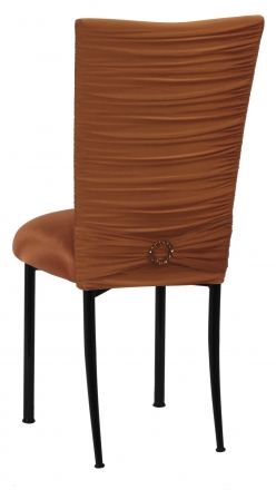 Chloe Copper Stretch Knit Chair Cover with Jewel Band and Cushion on Black Legs (1)