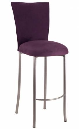 Lilac Suede Barstool Cover and Cushion on Silver Legs (2)