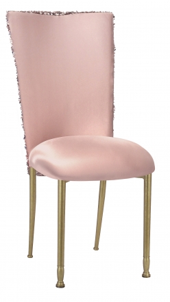 Blush Bedazzled Chair Cover and Blush Stretch Knit Cushion on Gold Legs (2)