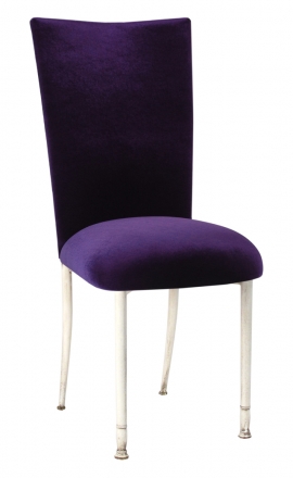 Eggplant Velvet Chair Cover and Cushion on Ivory Legs (2)