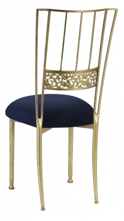 Gold Bella Fleur with Navy Suede Cushion (1)