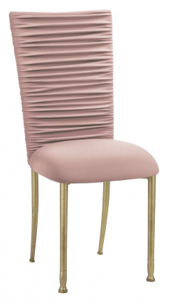 Chloe Blush Stretch Knit Chair Cover and Cushion on Gold Legs (2)