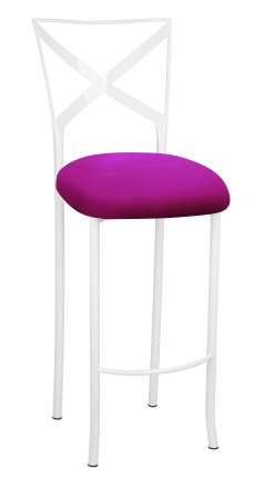 Simply X White Barstool with Magenta Stretch Knit Cushion (2)