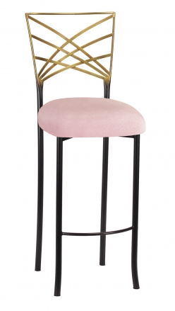 Two Tone Fanfare Barstool with Pink Sparkle Velvet Cushion (2)