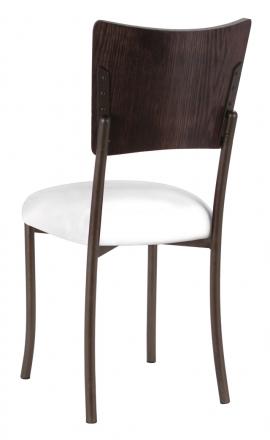 Wood Back Top with White Leatherette Cushion on Brown Legs (1)
