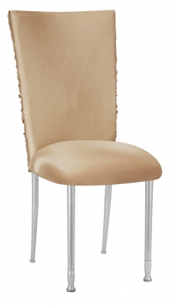 Beige Demure Chair Cover with Beige Stretch Knit Cushion on Silver Legs (2)