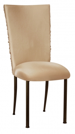 Beige Demure Chair Cover with Beige Stretch Knit Cushion on Brown Legs (2)
