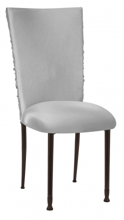 Silver Demure Chair Cover with Jeweled Band and Silver Stretch Knit Cushion on Mahogany Legs (2)