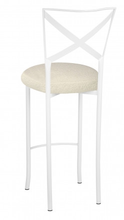Simply X White Barstool with Ivory Boucle Cushion (1)