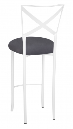 Simply X White Barstool with Charcoal Suede Cushion (1)