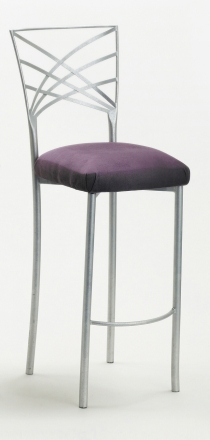Silver Fanfare Barstool with Lilac Suede Cushion (2)