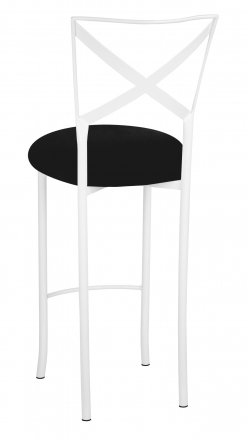 Simply X White Barstool with Black Suede Cushion (1)