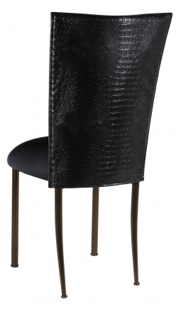 Black Croc Chair Cover and Black Stretch Knit Cushion on Brown Legs (1)