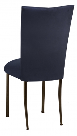 Navy Suede Chair Cover and Cushion on Brown Legs (1)