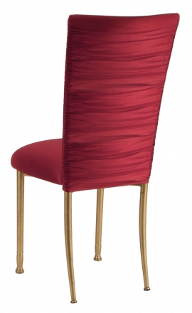 Chloe Cranberry Stretch Knit Chair Cover and Cushion on Gold Legs (1)