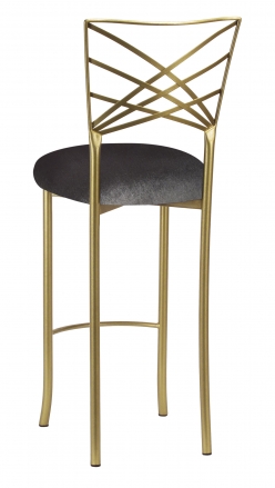 Gold Fanfare Barstool with Charcoal Velvet Cushion (1)