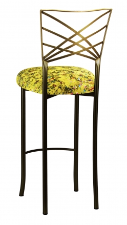 Two Tone Fanfare Barstool with Yellow Paint Splatter Knit Cushion (1)