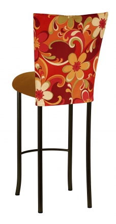 Groovy Suede Barstool Cover with Copper Suede Cushion on Black Legs (1)
