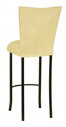 Buttercup Suede Barstool Cover and Cushion on Brown Legs (1)