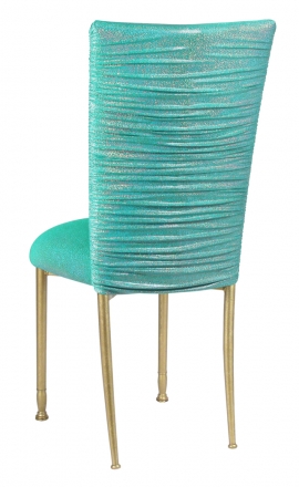 Chloe Mermaid Stretch Knit Chair Cover and Cushion on Gold Legs (1)