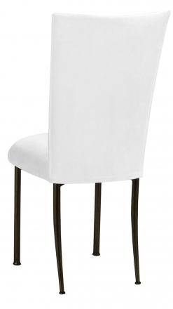 White Suede Chair Cover and Cushion on Brown Legs (1)
