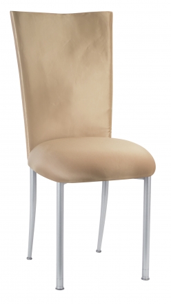 Champagne Deore Chair Cover with Buttercream Cushion on Silver Legs (2)