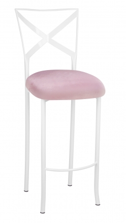 Simply X White Barstool with Soft Pink Velvet Cushion (2)