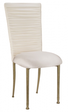 Chloe Ivory Stretch Knit Chair Cover and Cushion on Gold Legs (2)