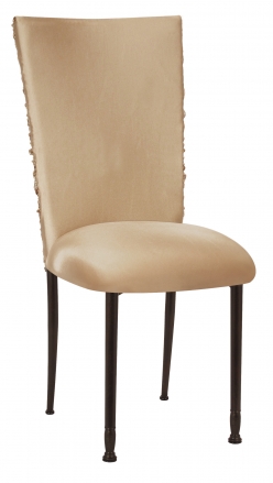 Beige Demure Chair Cover with Beige Stretch Knit Cushion on Mahogany Legs (2)