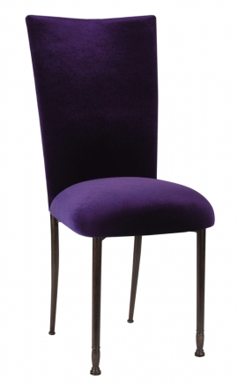 Deep Purple Velvet Chair Cover and Cushion on Mahogany Legs (2)