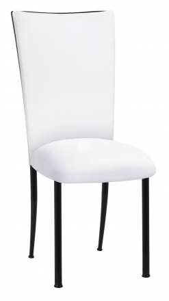 White Suede Chair Cover and Cushion on Black Legs (2)