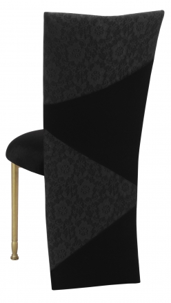 Black Velvet Zig Zag Black Lace Jacket with Black Stretch Knit Cushion on Gold Legs (1)