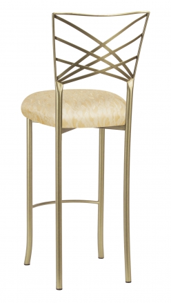 Gold Fanfare Barstool with Ivory Lace over Ivory Knit Cushion (1)