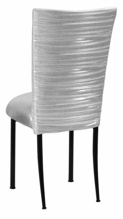 Chloe Metallic Silver on White Foil Chair Cover and Cushion on Black Legs (1)