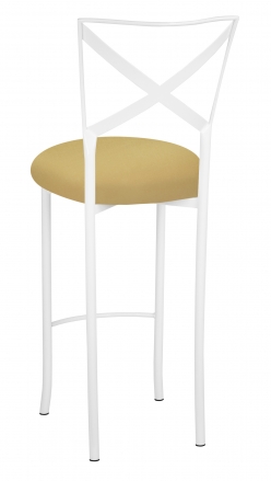 Simply X White Barstool with Gold Stretch Knit Cushion (1)